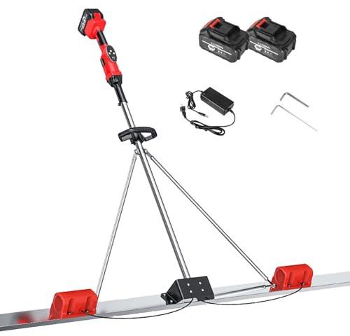 VsyPtyc Kit de vibrateur pour nivellement du béton, vibrateur électrique Professionnel pour Le nivellement et la Finition du béton, dameuse électrique sans Fil 1.8m-2xBatteries