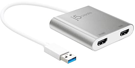 j5create USB auf HDMI Adapter - USB 3.0 auf Dual HDMI Konverter für Zwei Monitore | 4K Ultra HD | für Microsoft 7, 8.1, 10 / Mac OS X v10.6 und höher (JUA365)