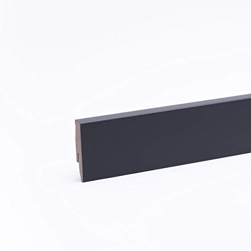 Leiste24 Dekor-Sockelleiste 60mm I Fußleiste 60 Höhe I stabiles MDF mit Dekor I Länge 2.600 mm I Bodenleiste mit integriertem Kabelkanal + Clipfräsung I Grau/Anthrazit