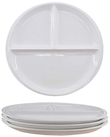 FLYING BALLOON 4 pcs Elegant Round Shaped Ceramic Divided Plate Dinner Plates Luncheon Plates Salad Plates Dishes for Kitchen