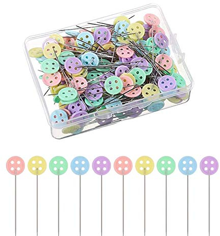 Stecknadeln mit Kopf,100 Pcs Stecknadel mit Blumenkopf Patchwork Zubehör mit Aufbewahrungsbox aus Kunststoff für Näharbeiten und zum Basteln