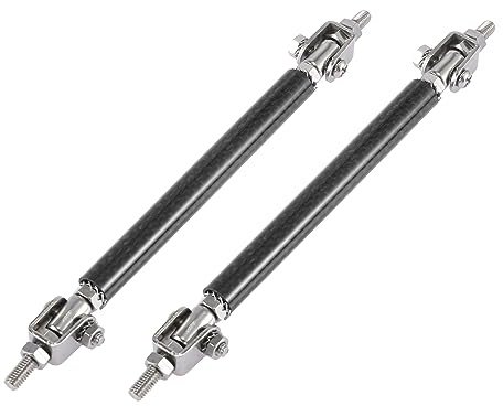 X AUTOHAUX 2pcs 7-9 Car Adjustable Front Bumper Lip Splitter Strut | Black, Carbon Fiber Pattern,Tie Rod Bar, Universal