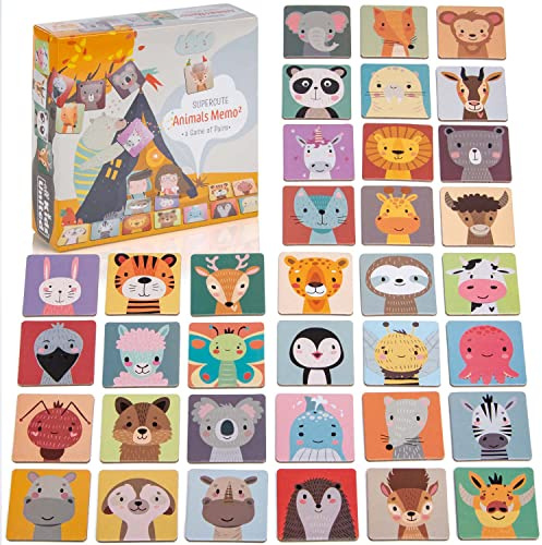 all Kids United Memo² Legekartenspiel Gedächtnisspiel Classic - 72 Karten mit süßen Tier-Paaren; Game Lern-Spielzeug für Kinder ab 2 Jahren