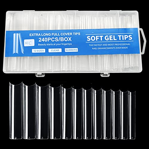 JZK 240x Capsules extension ongles transparents XXXL extra long bouts ongles carrés No C Curve ongles extensions acrylique demi-couverture capsules ongles gel ballerine faux ongles Français