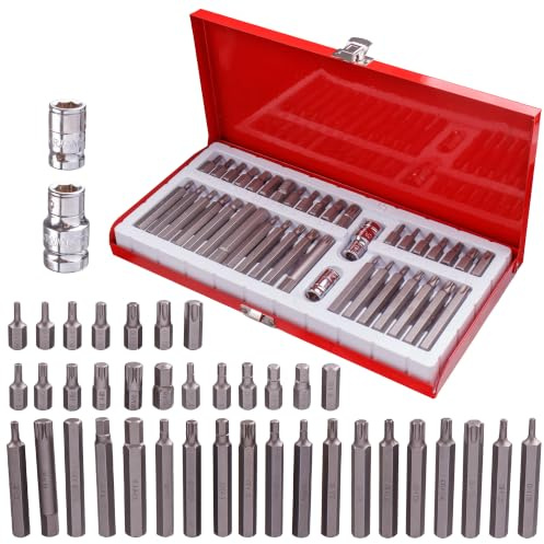 TC TECHNIC Juego de llaves Torx, hexagonales, spline y llave Allen, 40 piezas, soporte CrV 1/2