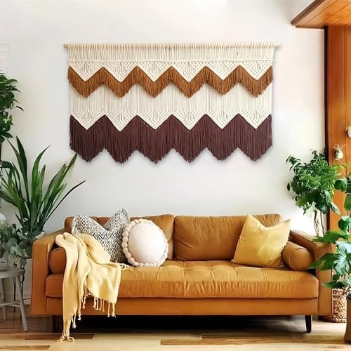 Grande arazzo da parete in macramè, stile boho, decorazione da parete per ingresso urbano, soggiorno, camera da letto, testiera, arte da parete, grande arte in fibra sopra il divano per corridoio