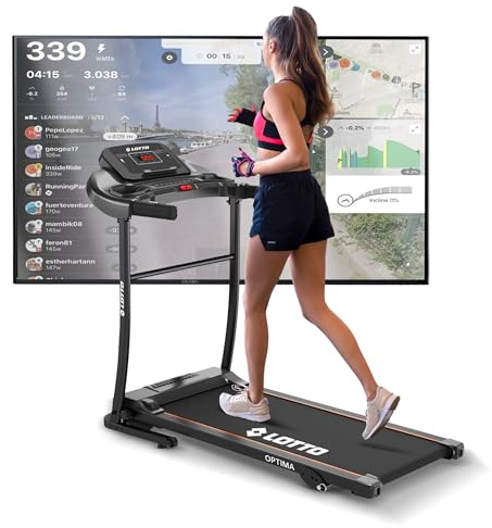 LOTTO Official Licensed Product Optima Tapis de Course Electrique Pliable,2.75 HP,Max 100kg, Bluetooth Fitshow/Kinomap/Zwift, Inclinaison Manuel, Computer LED,Vitesse 1-10 km/h,110x40 cm