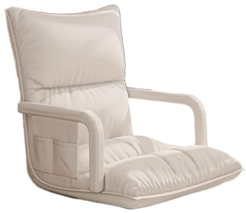 XLIHAWY Zusammenklappbares, Bequemes Schlafsofa, Einstellbar Bodenstuhl Chaiselongue, Mit Armlehne Gepolstert Gaming-Liegestuhl Zum Lesen Wohnzimmer Schlafzimmer Drinnen (Farbe : Beige, Größe : 17.7