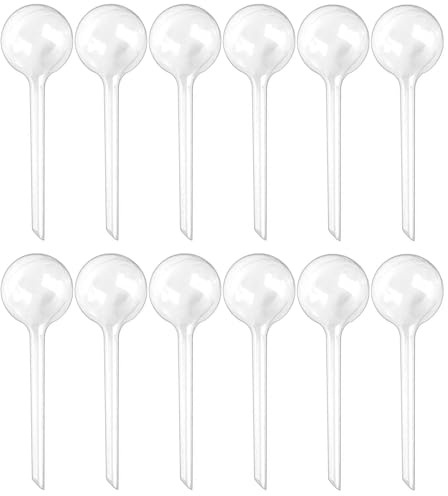 Plant Watering Globes, Self Watering Bulbs for Indoor & Outdoor Plants, Plastic Self-Watering Balls Automatic Water Irrigation Device (Clear, Large 12 Pack)