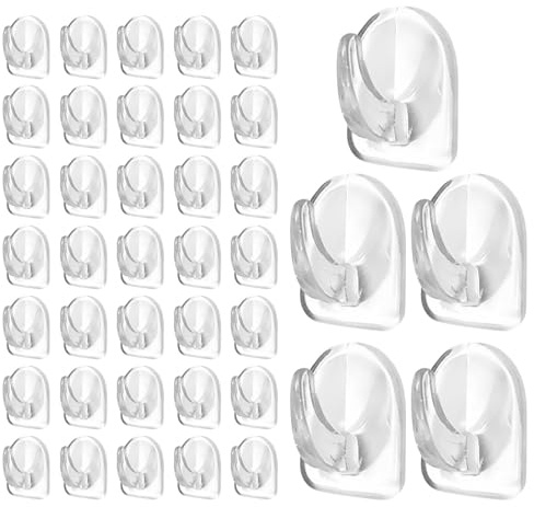 Pixaro 40 Stück Klebehaken Transparent - Acryl Klebehaken Extra Stark, Haken Selbstklebend ohne Bohren, Klebehaken mit Kleberücken, für Küche, Bad, Toilettentür und Wand