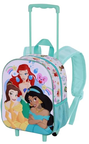 Disney Princess Rainbows-Small 3D Backpack with Wheels, Multicolour, 26 x 34 cm, Capacity 7 L