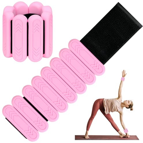 srclo Set di 2 pesi da polso per caviglia o piede in movimento, yoga, jogging, aerobica, pilates, peso fitness (rosa, 1 kg (0,5 kg x 2)