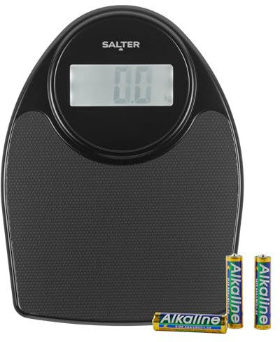 Salter Doctor Style Digital Bathroom Scale – Traditional Body Weighing Scales with Electronic Display, Large Standing Platform with Anti-Slip Mat, 200kg/31st 6lbs Capacity, Instant Readings, Black