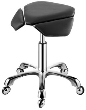 Sadelpall med hjul, ergonomisk rullstol, justerbar hydraullyft, 440 pund lastkapacitet, lämplig for skönhetssalonger, barer och restauranger(Black)