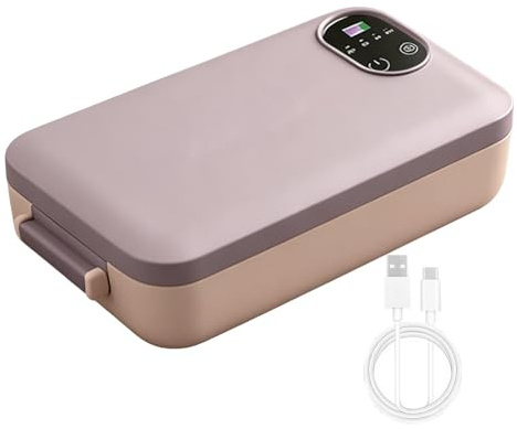 Elektrisk matlåda – 900 ml, intelligent LCD-temperaturdisplay, uppladdningsbar självuppvärmande enhet, bärbar matvärmare, läckagesäker termobehållare | USB caddy, förvaring av M