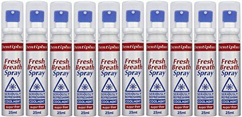x10 Dentiplus Fresh Breath Spray Seriously Refreshing Coolmint Sugar Free 25ml
