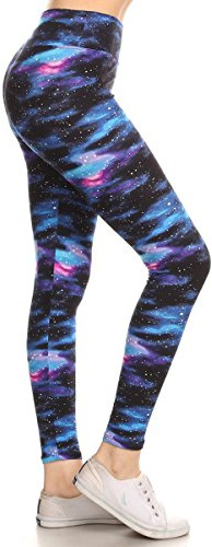 Leggings Depot High Waisted Floral & Space Print Leggings for Women-3 Yoga-R553, Galaxy, One Size