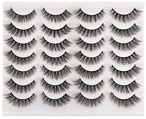 Newcally Lashes False Eyelashes Cat Eyes Wispy Natural Faux Mink Lashes 14 Pairs Pack Light Volume Short Fake Eye Lashes Multipack