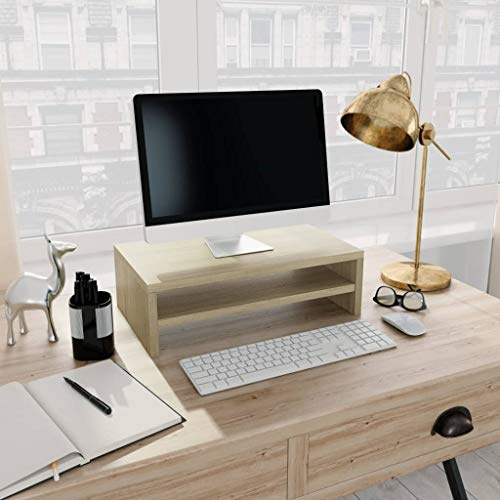 WIFESE 42x24x13 cm Monitorständer Sonoma-Eiche Holzwerkstoff MonitorerhöHung BildschirmerhöHung Monitor StäNder Bildschirm ErhöHung FüR Schreibtisch Monitor ErhöHung Schreibtisch Monitor Tisch