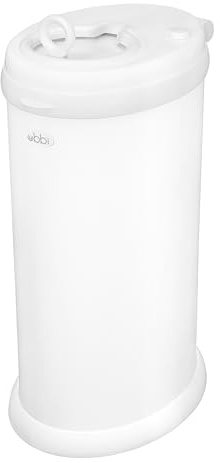 Ubbi Stainless Steel Nappy Bin, Odour Locking, No Special Bag Required, Award-Winning Diaper Pail, Cassette Free Disposal System, Matte White