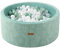 Dodozen Piscine à Balles Molles 90x30cm/200 Balles ∅ 7cm pour Bébé Enfant - Mousse Haute Résilience - Velours Super Doux - Nettoyage Amovible - Sauge:Blanc/Transparent/Sauge