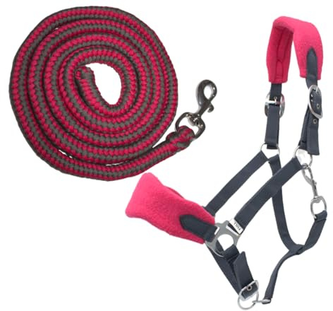 PFIFF 103103 Sunny - Juego de Cabestro (3 Piezas, Tejido y Flecos, Personalizable, Color Gris y Rosa