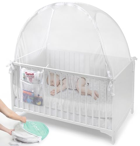 Baby-Kinderbett-Zelt, um das Herausklettern des Babys zu verhindern, atmungsaktives Baumwollnetz, verschließbare Reißverschlüsse, Pop-Up-Kinderbett-Netz, sichere Anti-Kletter-Kinderbett-Abdeckung