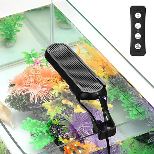 Tigerlily Enterprises Luz LED para acuario de 6 W con clip, lámpara de espectro completo RGB Nano con 14 modos de iluminación, control remoto, temporizador y brillo ajustable para acuarios plantados y