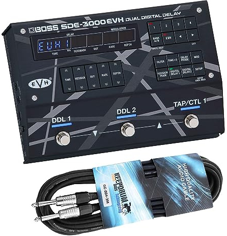 Boss SDE-3000EVH Digital Stereo Dual Delay Van Halen Edition + keepdrum Klinken-Kabel