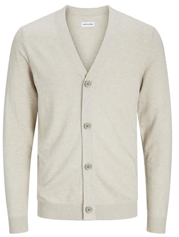 JACK & JONES herr Jjeemil stickad knapp cardigan noos tröja, Havregryn/detalj: melange, XS
