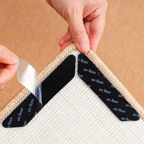 12 Stück Teppichgreifer Antirutschmatte,Teppich Aufkleber Antirutschmatte, Waschbarer und Wiederverwendbarer Rutschfester Teppichgriff für Hartholzböden, Teppiche und Matten