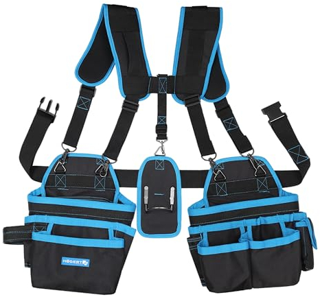 Högert Technik - Cintura da lavoro con spallacci | Cintura per attrezzi da uomo, cintura da lavoro con bretelle, borsa per attrezzi con cintura regolabile, marsupio