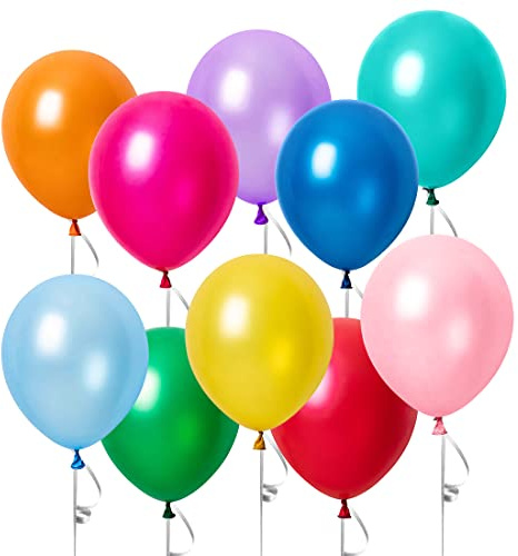 100 Stück Luftballons Farben, 10 Zoll Blau Rosa Weiß Helium Ballons mit Bändern, Partyballon Dekorationen für Geburtstage Hochzeit Valentinstag Graduierung Kommunion Thema Party