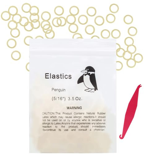 VEGCOO 600 Piezas Ortodoncia Goma Elástica, Multiusos Goma Elástica Dientes Ortodoncia Oral Instrumento con 6 Colocadores Elásticos Ortodónticos de Plástico(5/16 Pulgadas, 3,5 oz)