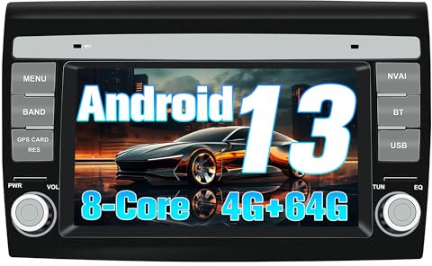 DDKUS Autoradio per Fiat Bravo (2007-2012), 7 Pollici Touch Screen 8-Core Android 13 Stereo Supporto CarPlay Android Auto Bluetooth GPS Navigazione FM Controllo del volante 4GB+64GB