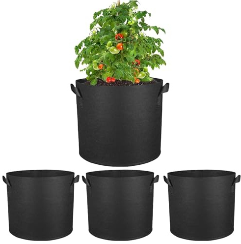 Pflanzsack 75L Stofftopf aus Vliesstoff Kartoffelsack mit Griff Wiederverwendbare Pflanztasche Balkon für Den Anbau von Kartoffeln Tomaten Gemüse Blumen Belüfteter Gartentopf 20 Gal, 3pcs