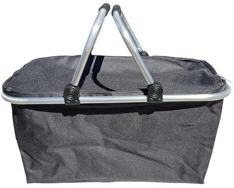 Einkaufskorb faltbar Shopper mit Alurahmen ca. 28 l Fassung Schwarz mit Deckel