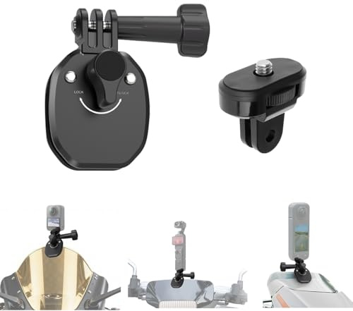 WEWOGA Moto Pare-Brise Support Pince Clip Compatible pour Insta360 X5-X | Aluminium Moto Pare-Brise Fixation Compatible pour Insta360 X5-X Sport D'action Caméra Compatible pour Gopro 13-3