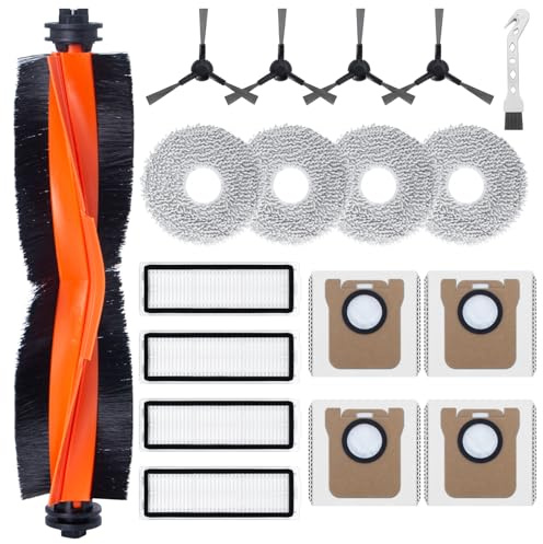 Fixbetter Accessory Set for Xiaomi X20 Max/X20 Pro Robot Vacuum Cleaner, 1 Roller Brush, 4 HEPA Filters, 4 Wipes, 4 Dust Bags, 4 Side Brushes Replacement Parts (18 Pieces)