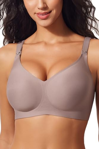 ZUMIY Reggiseno per Gravidanza Senza Cuciture, Reggiseno per Allattamento al Seno, Ultra Morbido Senza Ferretto (L,Grigio)