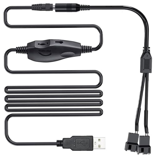 RUNCCI-YUN regulador de ventilador 12V USB,USB DC 5V Refuerzo a 12V 2 pines controlador velocidad ventilador con 3/4 pines Cable adaptador de corriente ventilador(1 a 2)
