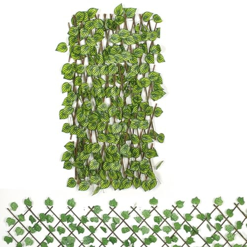 Artificial Ivy, Faux Grapevine Leaves, Retractable Trellis Fence, Topiary Hedge, Garden Privacy Barrier, Outdoor Decorative Fence Panel