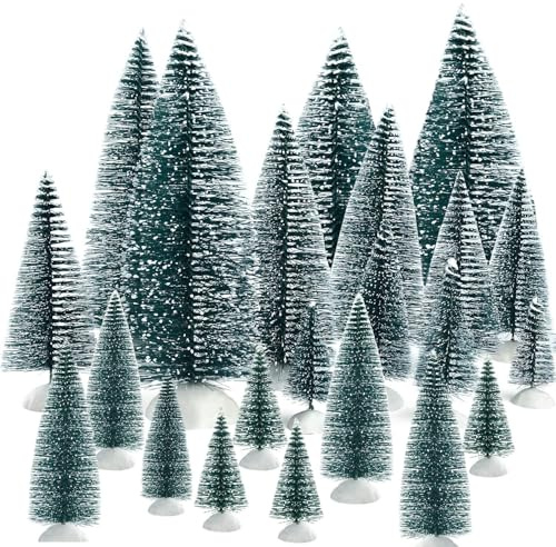 Yunzhou1230 Mini Christmas Tree Set - 10 Pack Small Christmas Trees (9.5/13/21cm) - Bottle Brush Trees, Xmas Tree Decorations for Home, Table & Christmas Crafts