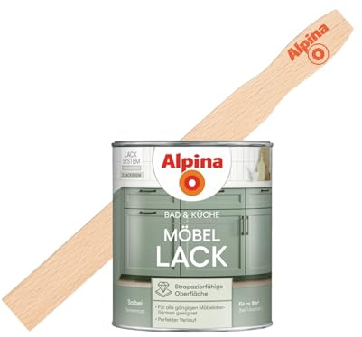 Alpina Bad & Küche Möbel-Lack Salbei seidenmatt – inkl. Rührholz – 0,75 L