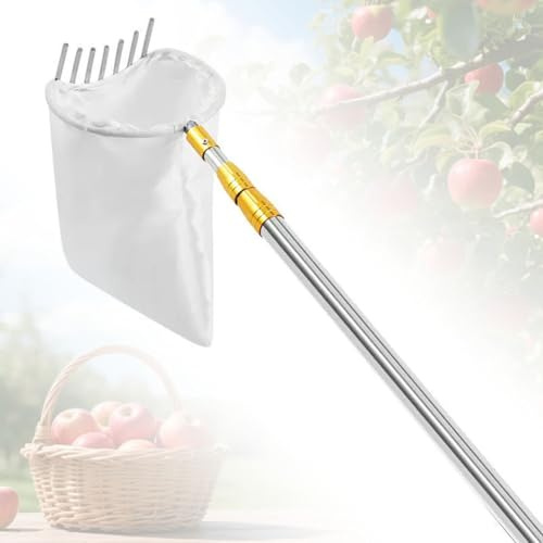Justerbar teleskopisk fruktplockare med korg, lätt fruktuppsamlare för skörd av avokado, ekollon, citronträd, päron, persikor och mangoträd