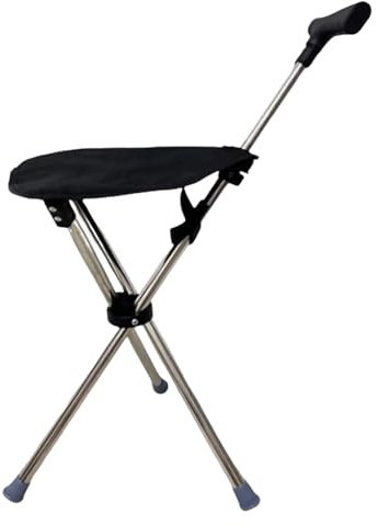 Bastones Multifunción Plegable de Acero Inoxidable con Asiento para Personas Mayores, Ayuda para Caminar y Asiento Portátil