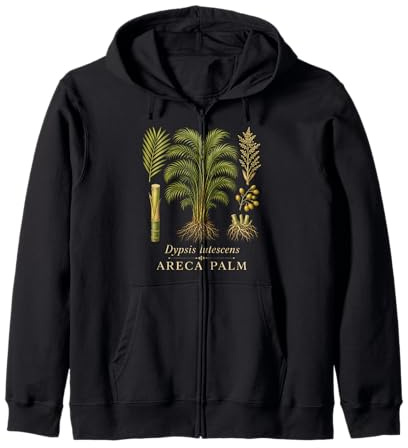 Areca Palm Botanical Plant Vintage Style Zip Hoodie