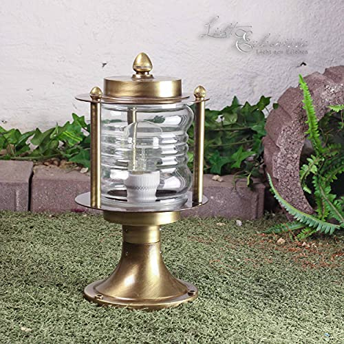 Wegeleuchte Antik Echt-Messing Premium Rostfrei Rustikal H:29cm Stehleuchte Sockellampe Gartenbeleuchtung Terrasse