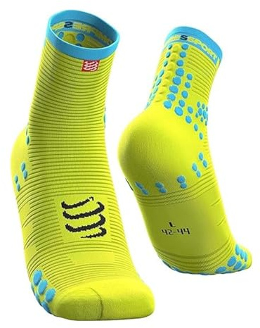 COMPRESSPORT PRO Racing Socks v3.0 Run High, Calzini da Gara Unisex-Adult, Giallo, 4