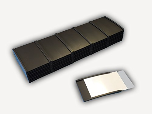 100 Stück magnetische C-Profil Etikettenhalter 50 mm hoch x 75 mm lang mit Kartonstreifen und PVC-Klar-Streifen